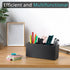 Pencil Pen Holder for Desk, Wooden Office Desk Organizers and Accessories with 4 Slots for Countertop, Makeup Brush Holder Organizer for Bathroom Vanity, Silverware Caddy for Party, Black by Bivvclaz
