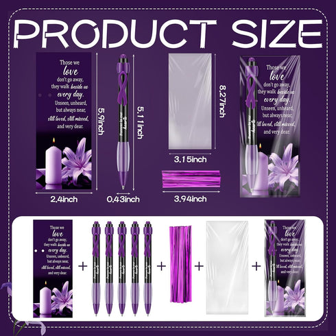 Sayglossy 60 Set Set 60 100 Memorial Funeral Favor for Guest Thank You - Funeral Ballpoints and Prayer Cards, Bags
