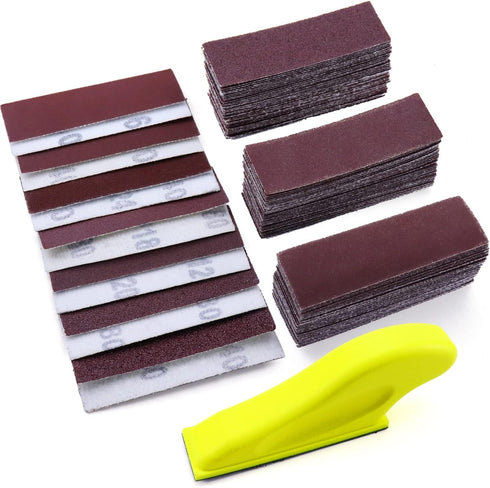 POLIWELL Micro Sanding Tools - 3.5 x 1 Detail Sander Kit with Sandpaper for Crafts Wood Finishing, 120 PCS