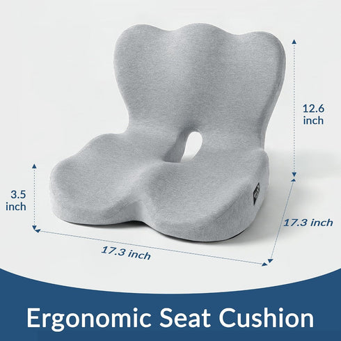 Tailbone Exclusivo Mezcla Memory Foam Seat Cushion, Ergonomic Pain Relief Cushions, Non-Slip Seat Pad for Office Chair