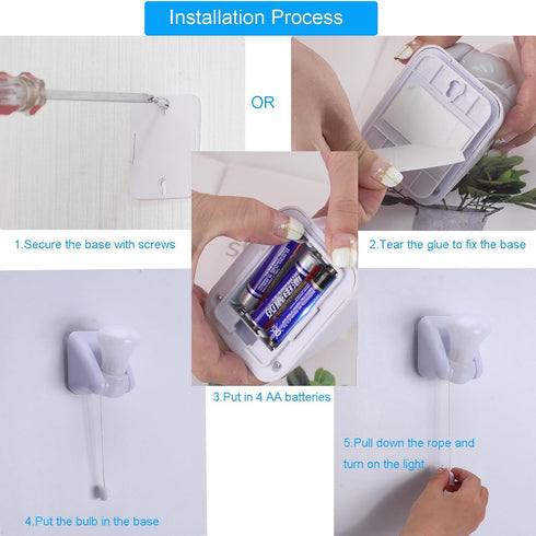 Shuwea 2 Pack Bulb, Closet Bulb, Battery Operated Light Stick-Up Wireless LED Light Battery Powered Self Adhesive Wall