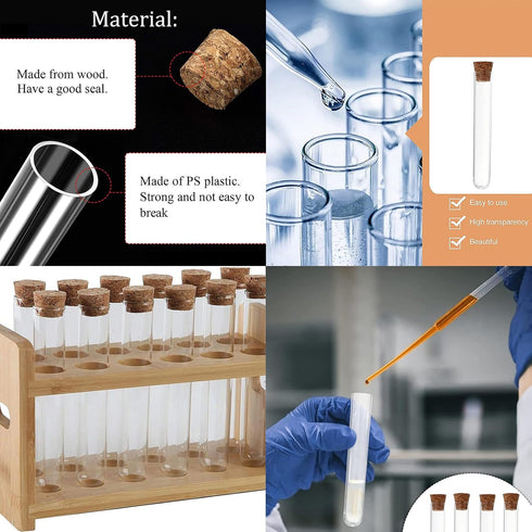 Test Tubes, 15Pcs 3ml Plastic Tube with Lids, Clear Plastic Test Tubes for Plants, Propagation Tubes