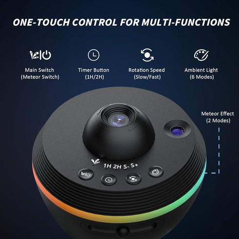 1 180 Galaxy Projector, Star Projector Home Planetarium with Glass Projection Disc, Rotatable Starry Sky Night Light