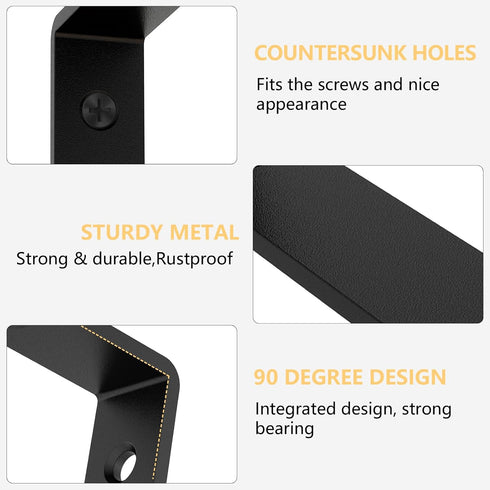 6PCS 4"2"(10050mm) 42lb, LSK L Bracket, Shelf Support Corner Bracket for Wooden Board, Max Load : Black
