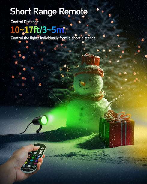 12W 120V Dimmable 2Pack HIBOITEC Christmas Spotlight Outdoor with Plug Timer Color Changing Landscape Lighting