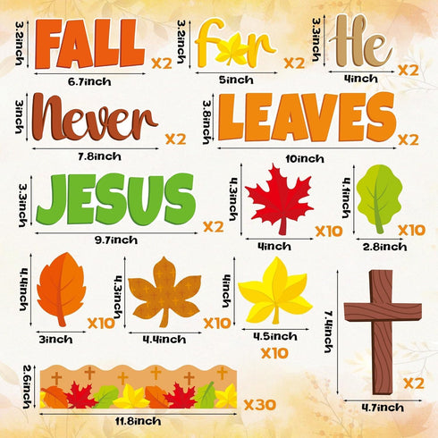 BeYumi 94Pcs Christian Bulletin Board Set, Fall for Jesus, Autumn Maple Leaves, Thanksgiving Decor