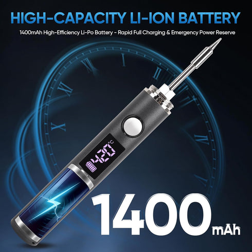 Larlarsa 3 Cordless Soldering Iron Kit, Rechargeable USB-C Soldering Pen with OLED Screen, Portable Battery Powered