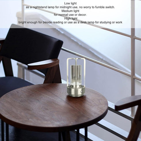 3 Dimming Cordless Table Lamp, Color Stepless LED Table Light Bedside Nightstand Lamp with Acrylic Lampshade