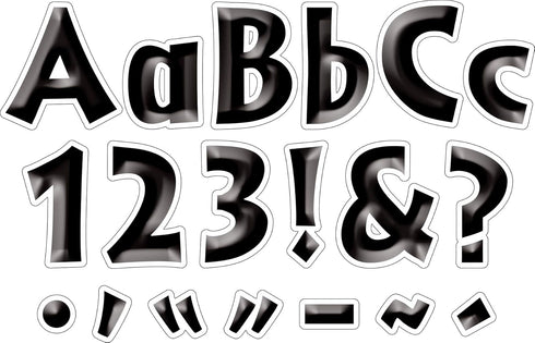 Barker Creek 2" Letter Pop-Outs 2-Pack, Black Tie Affair - 1352 Colorful Letters, Numbers & Punctuation Marks