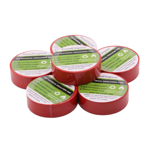 Electrical Tape Red, 6 Pack, 3/4-Inch by 30 Feet, 600V Dustproof Adhesive for Home Vehicle Wiring