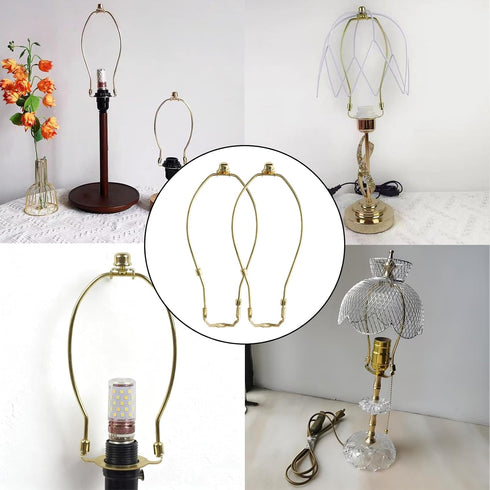 Mormchlots 2set Lamps(8inch) Durable Lamp Shade Harp Holders and Matching Top Finial,Detachable Lighting Accessories