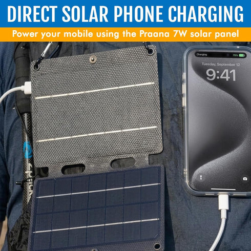 PRAANA 3-in-1 5000mAh 7W Solar Survival Kit, Emergency Flashlight with USB-C Power Bank & Solar Panel for Power