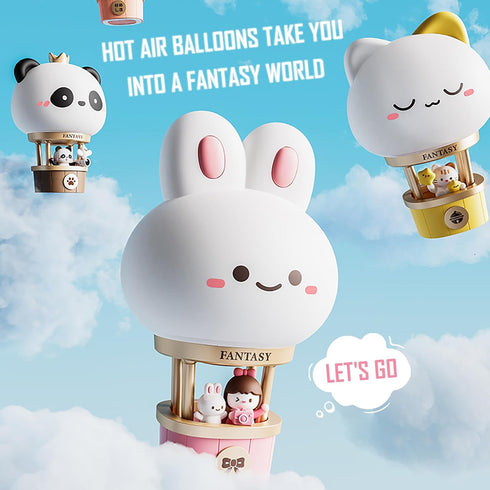 kvppvt 3 Hot Air Balloon Rechargeable Night Light, Safe Soft Silicone Material, Brightness Levels, Tap Control, Warm