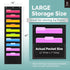 Black Pocket Chart for Classroom - 10 Pocket Storage Rainbow Charts, 2 Over Door Hangers Included