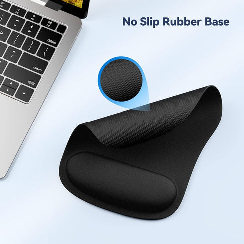 TECKNET Mouse Pad with Wrist Support, Ergonomic Gaming Mouse Pad, Non-Slip Base, Waterproof Surface, Black