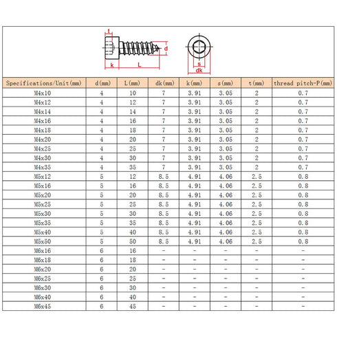 Fasteners Tools Nails Screws - Hardware Self Tapping Screws Metric Thread Stainless Steel Hex Socket Cap Screw M4 M5 M6