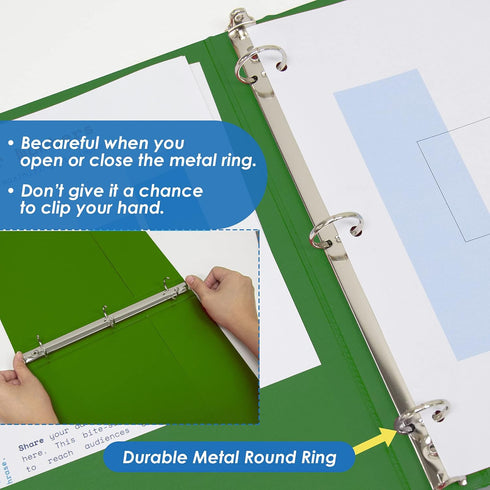 BAZIC 3 Ring Binder - 1/2" Economy View Binders Organizer, Green, Round Ring, Hold 100 Sheets Paper, for School Office