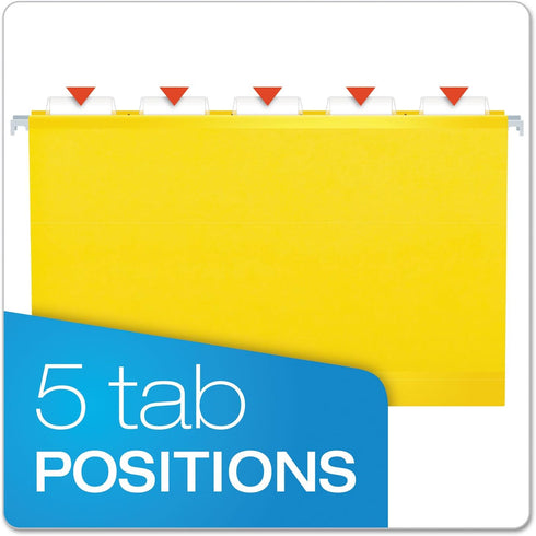 Pendaflex Extra Capacity Reinforced Hanging Folders - Legal Size, Yellow, 2", 25/BX