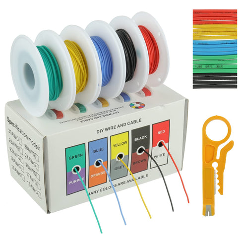 BOJACK 28 AWG Flexible Silicone Wire Electric Wire Hook Up Wire Kit, 300V Cables with Heat Shrink Tubings