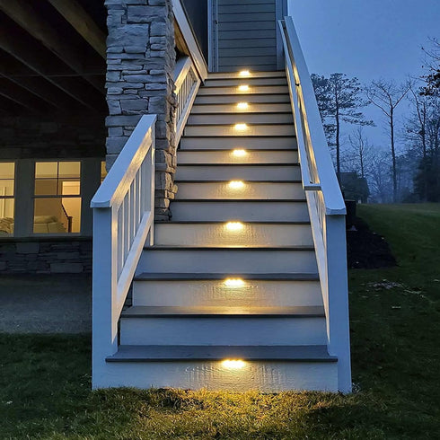 DenicMic 16 Pack 4000K Solar Deck Lights Outdoor Waterproof Warm White LED for Step Fence Patio Yard Stair Balcony