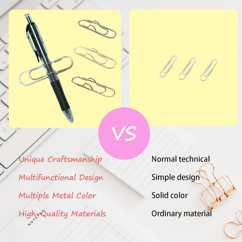 Multifunctional 20 Pcs Rose Gold Pen Clips, Portable Large Size Paper Clips for Notebooks and Journals