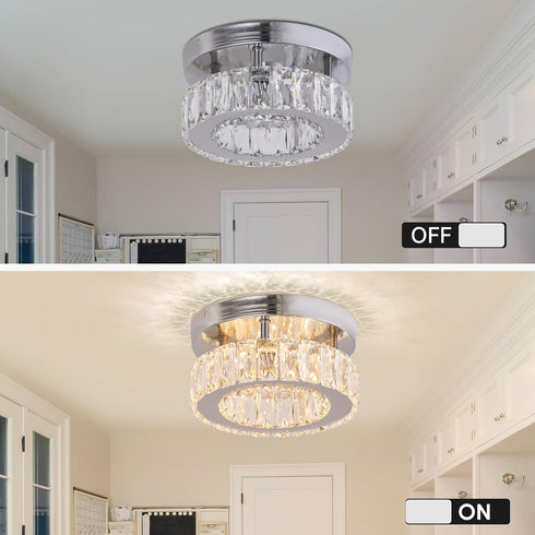 K9 Small Modern Small Crystal LED Chandelier Mini Flush Mount Round Ceiling Light Fixture Crystal Ceiling Lamp