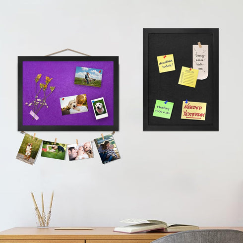 Purple Bulletin Boards Cork Board with Felt, 15"x11" Small Display Pin Board for Walls and Photos