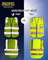 PACIFIC 10 Pockets Safety Vest for Men, 3M High Visibility Reflective Strips with Pockets and Zipper, ANSI Class 2, Yellow, Medium
