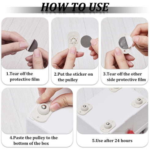 Honoson 16 Pcs Self Adhesive Caster Wheels, Mini Small Kitchen Appliance Rollers, 360° Swivel, White