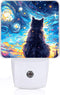 Black Cat Night Light, Plug-into Wall Starry Night Nightlight Lamp with Dusk