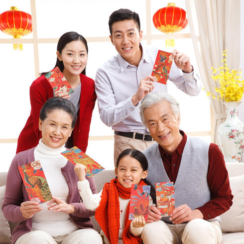 Red Envelopes Chinese New Year, 30 Pack with 6 Styles Lucky Money Envelopes for Cash - 6.6 x 3.5 inches