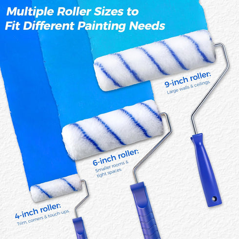 Gmiekkly 3.93Ft 30Pcs Set 9, 6 4 Paint Roller Kit with Extension Pole for Walls and Ceilings, House Painting Supplies