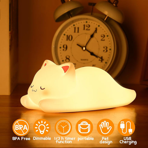 Lamp,16 Dimmable ZKLiLi Night Light for Kids Colors Cute Cat Lamp, Baby Night Lights for Nursery Toddler,Silicone
