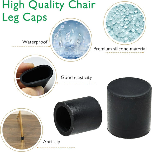 15/64" (5.7mm) (30PCS) EASYEAH Silicone Chair Leg Floor Protectors, Rubber Chair Leg Caps, Non-Slip Furniture Pads