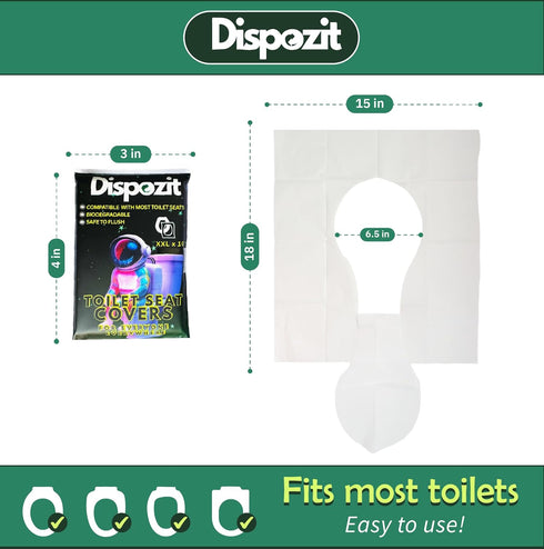 DISPOZIT 10 100% XL Pcs disposable flushable toilet seat covers Biodegradable for Travel Public Toilets for Adults