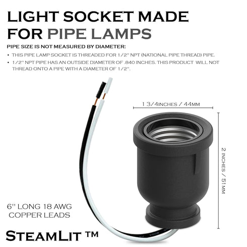 1/2 inch Iron Pipe Lamp Socket That fits Iron Pipe (NPT)