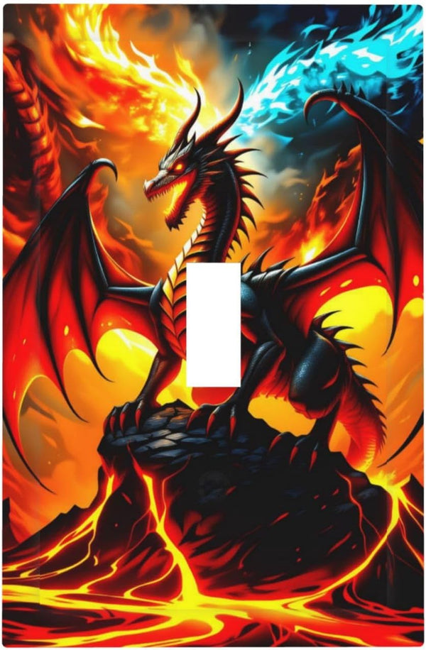HTSAHKV Dragon Wall Plate Light Switch Cover Single Gang Outlet Faceplate Print Plate