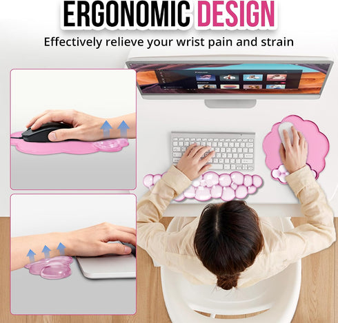 Set Keyboard Wrist Rest Ergonomic Cloud Wrist Rest Keyboard and Mouse Pad, Non-Slip Desk Accessories for Office