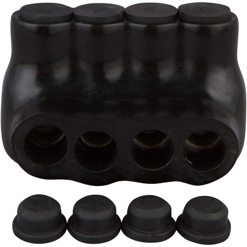 Morris Products 97625 Black Insulated Multi-Cable Connector - Dual Entry 4 Ports, 2-14 Wire Range, 1-Pack
