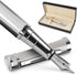 Wordsworth & Black Fountain Pen Set - Medium Nib, Includes 6 Ink Cartridges and Ink Refill Converter, Silver Chrome