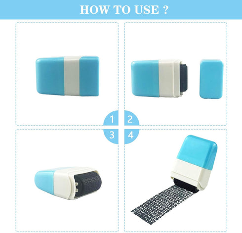 Identity Protection Roller Stamps 2Pcs, Wide Rolling Security Stamp for Privacy Protection, ID Blockout and Address