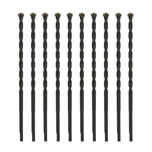 10-Pack 1/4 Inch x 5-1/2 Inch Masonry Drill Bit, Carbide Tipped for Concrete, Brick, Stone, Impact Performance
