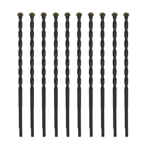 10-Pack 1/4 Inch x 5-1/2 Inch Masonry Drill Bit, Carbide Tipped for Concrete, Brick, Stone, Impact Performance