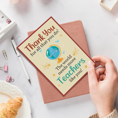 Oamiolek Cute Thank You Card for Teachers, Funny Teacher Appreciation Cards, Thank You Teacher Gifts from Students, The