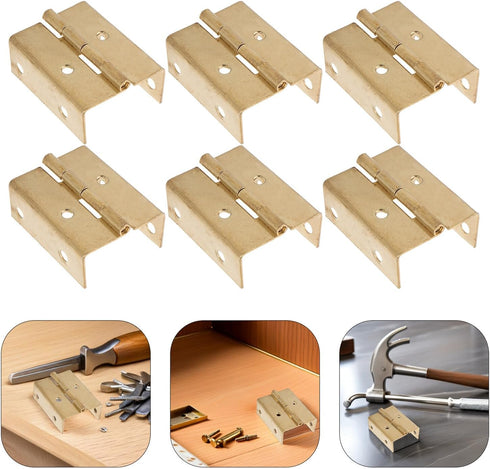 10pcs 180 Kisangel Four-fold Right Angle Cabinet Hinges, Rust-Resistant Yellow Folding Hardware for Wooden Furniture