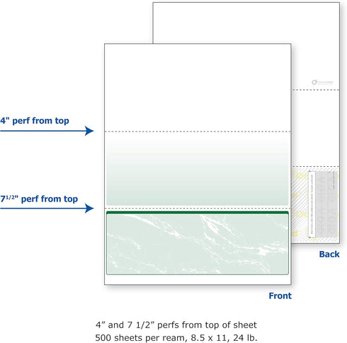 DocuGard Green Marble Bottom Check, 8.5 x 11 Inches, 24 lb, 500 Sheets, 1 Check Per Sheet