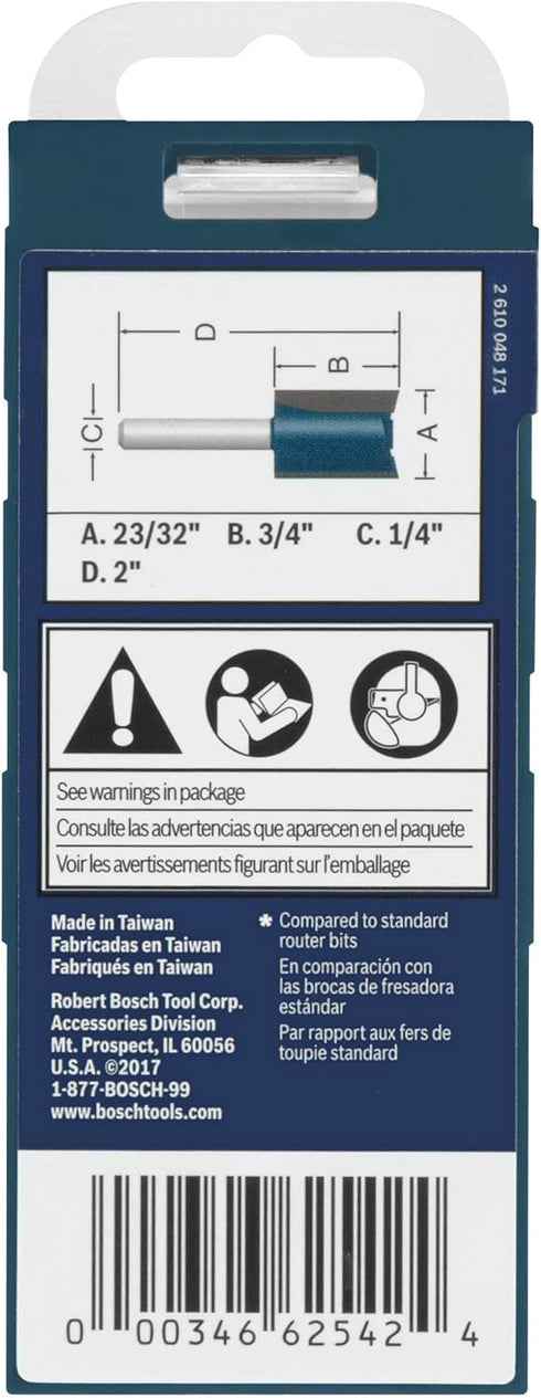 84602MC 23/32 3/4 Bosch in. x in. Carbide-Tipped Plywood Mortising Router Bit