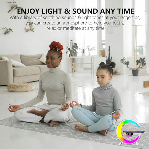 FuyoSegen 4-in-1 Wireless Speaker Charger Light,LED Bedside Lamp Alarm Clock,Mood Night Light,Speaker & Wireless