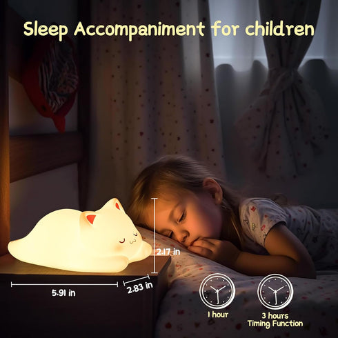 Lamp,16 Dimmable ZKLiLi Night Light for Kids Colors Cute Cat Lamp, Baby Night Lights for Nursery Toddler,Silicone