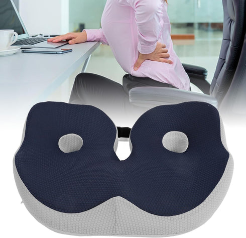 Memory Foam Seat Cushion, Coccyx Pain Relief Cushion with Adjustable Strap, All Day Comfort for Office Chair, Car Seat